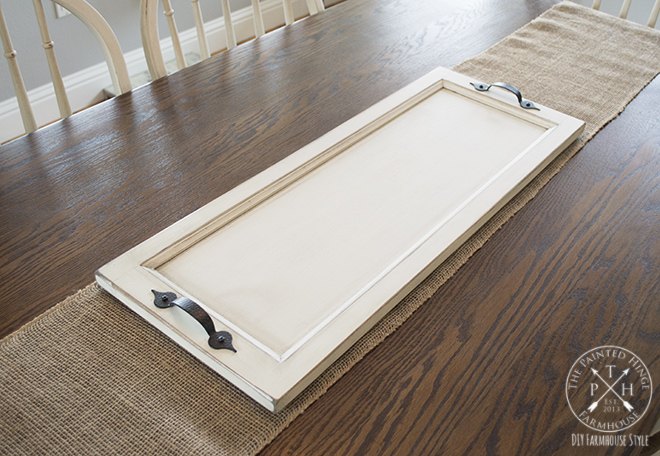 diy farmhouse tray from a repurposed cabinet door