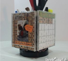 how to make a spinning desk organizer photo calendar cube upcycled