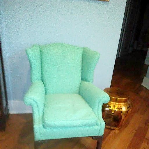 pintar la silla tapizada de family heirloom, Antes del stencil