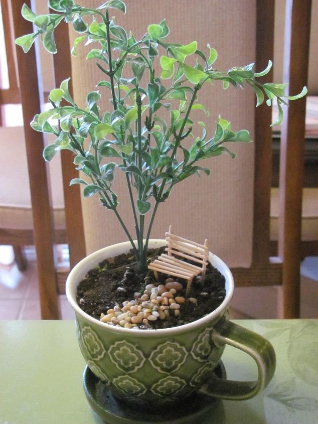 rehacer un mini jardn con plantas falsas