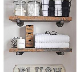 DIY Industrial Shelves With Towel Rack