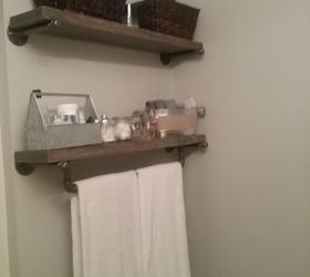 diy industrial shelves with towel rack
