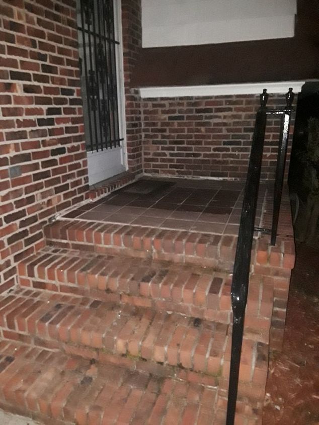 how to fix ugly and cracked front porch tiles in the middle of bricks