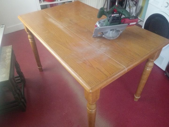 transformacion de una vieja mesa de cocina en una elegante mesa de pasillo