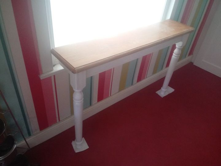 transformao de uma velha mesa de cozinha em uma elegante mesa de corredor