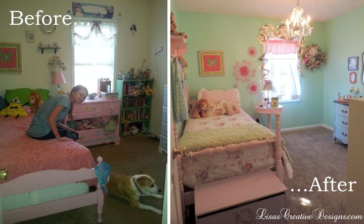 a pastel shabby chic inspired girl s bedroom makeover on a budget