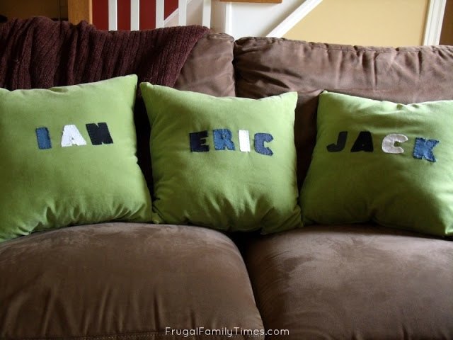 how to make cute denim personalized name pillows they can be no sew