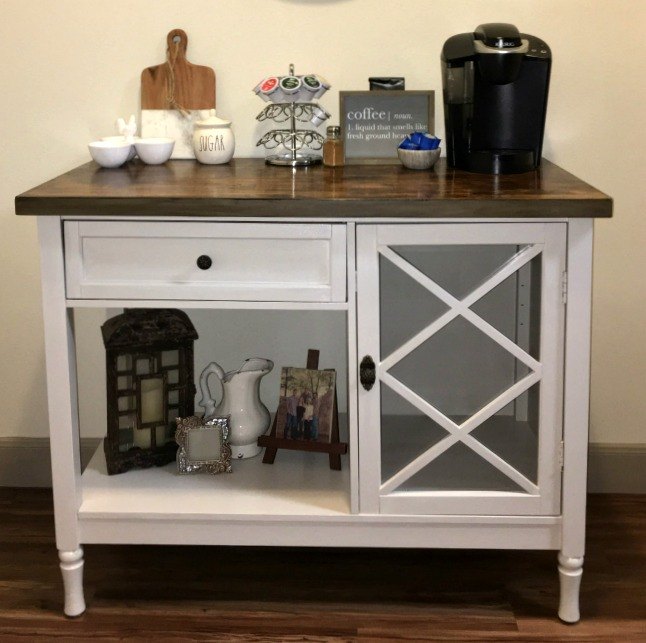 from beat up kitchen island to beautiful coffee station