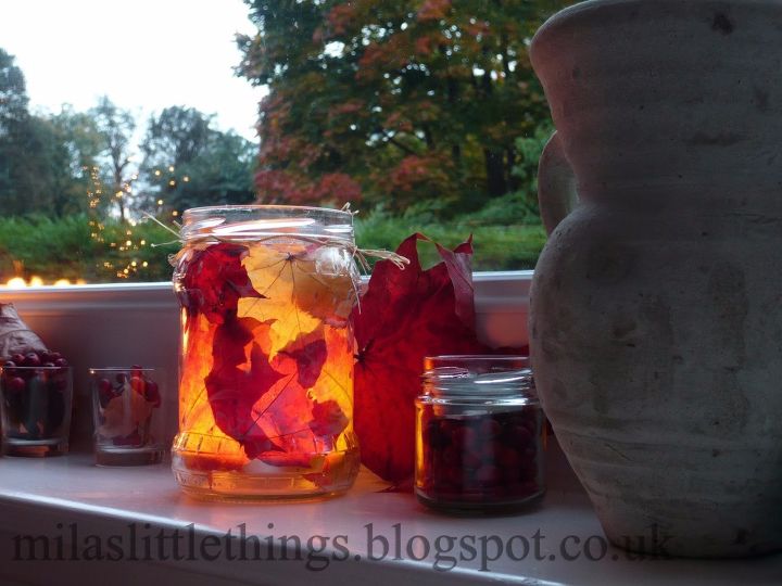 s 25 ways to use those pickle jars you ve been saving, A breathtaking autumn leaf jar