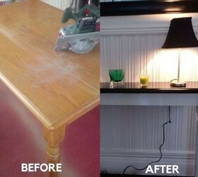 transforming a old kitchen table into a smart hallway table