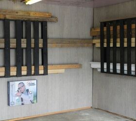 transforming your garage shop using what you already have, Pallets mounted on two walls