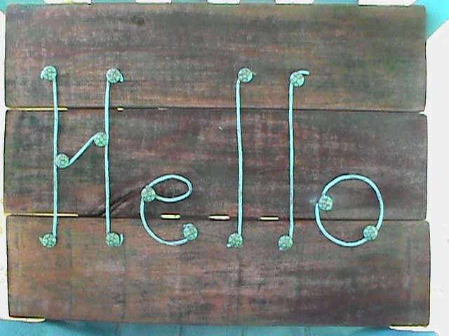 simple wood staining with food coloring, Aged copper patina Hello sign