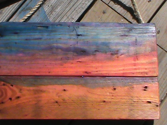 colorao simples de madeira com corante alimentar, Nascer do Sol na Praia