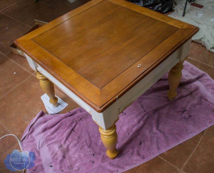 cambio de imagen de una mesa auxiliar de casa de campo el acabado de madera de