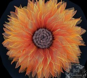 deco mesh single petal flower wreath tutorial, Shades of orange for Fall Autumn