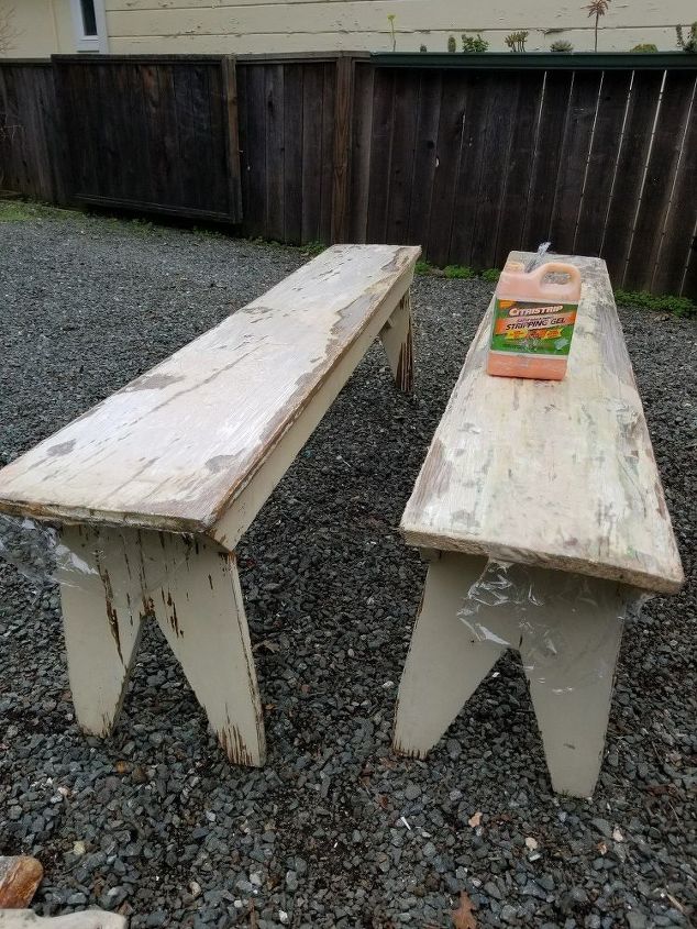 rustic wood benches will be invited inside for a place at the table, Before