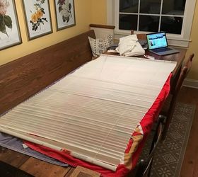 making a roman shade with a curtain panel and mini blinds