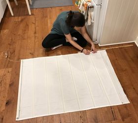 making a roman shade with a curtain panel and mini blinds