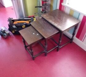 simple work bench from a nest of tables, Nest of tables make over time