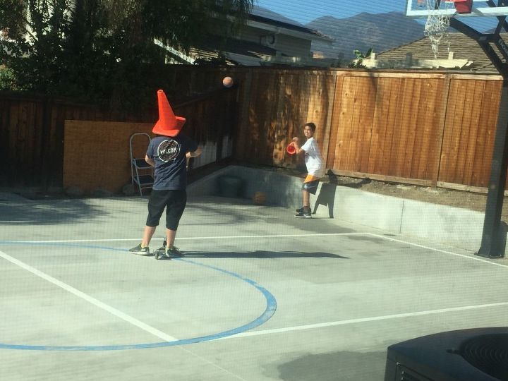 q how can i bring color to a yard all dog concrete basketball