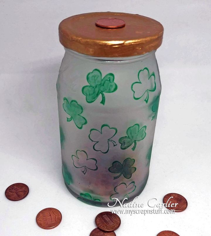 make an etched glass lucky penny jar