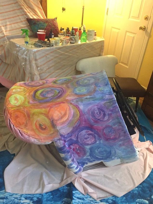 painted chair with unicorn spit