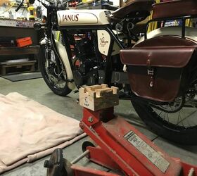 home made floor jack adapter for motorcycle maintenance