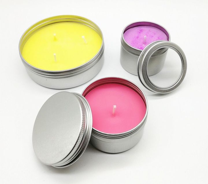 home made candles with leftover tins