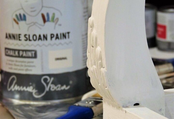 old stool makeover with chalk paint and ink drawing