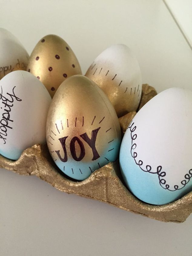 s quick easter egg ideas that are just too cute, Spray paint eggs for a sweet shimmery finish