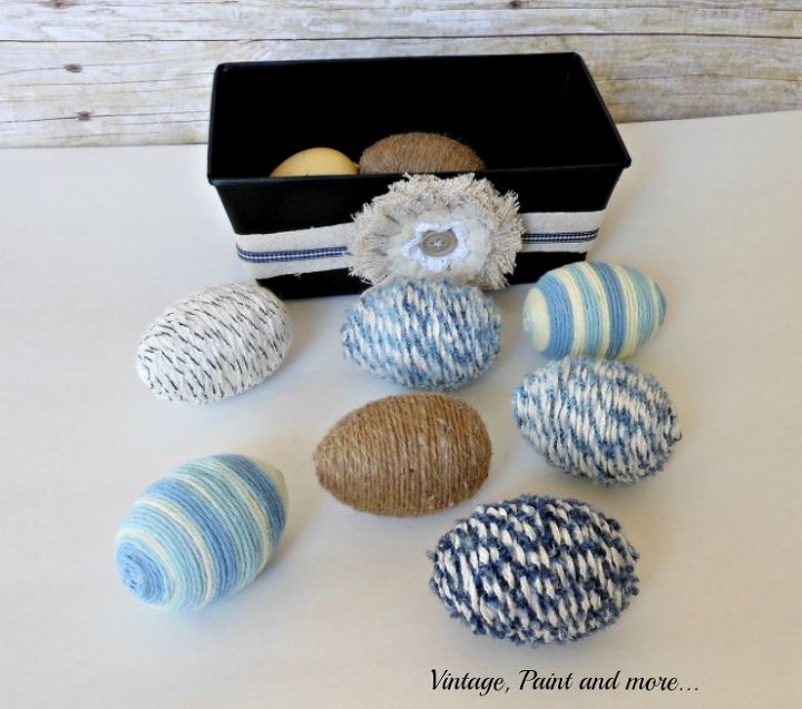 s quick easter egg ideas that are just too cute, Craft a mix of textures with colorful yarn