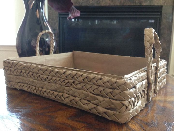 braided brown craft paper tray diy