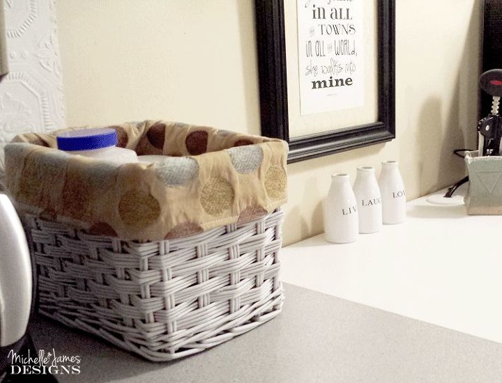 give an outdated basket a new look with paint and a liner