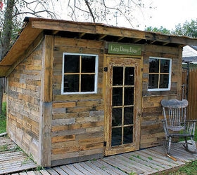 upgrade your backyard with these 30 clever ideas, Assemble pallets and old windows into a shed