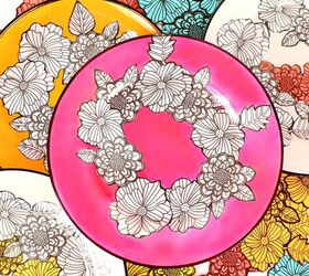 s update your plain dishes with these adorable ideas, Adult Coloring Book Dishes