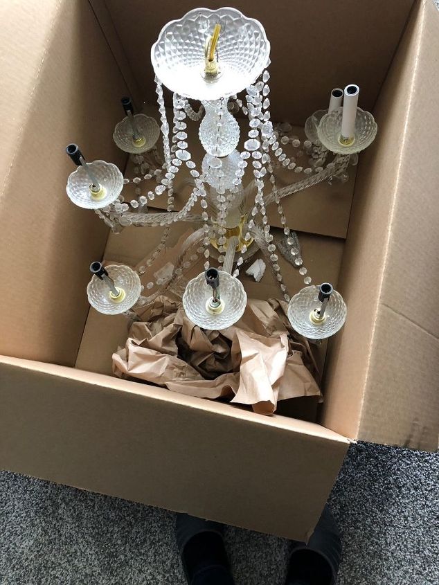 repurpose a chandelier into a serving piece, Needs a good cleaning