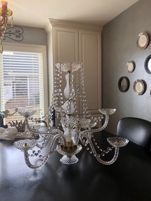 repurpose a chandelier into a serving piece, All cleaned up