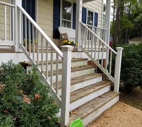 diy front porch railing replacement project, porch rail replacement before