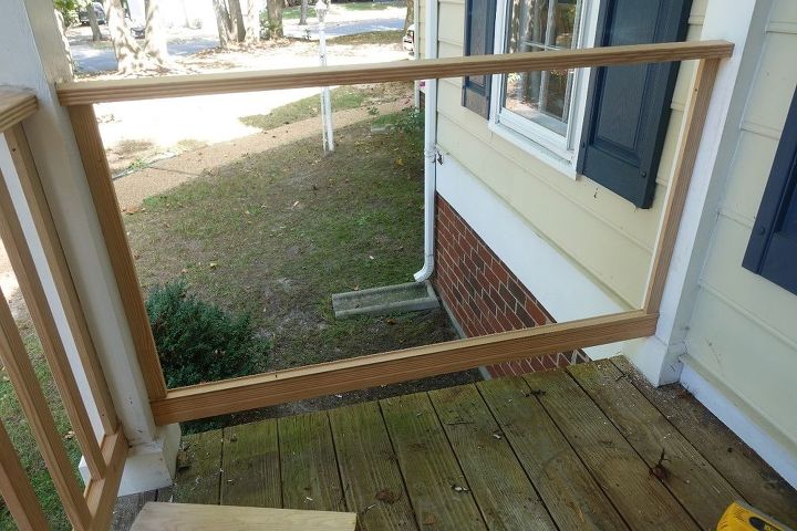 diy front porch railing replacement project, Finished side railing frame