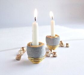 mini concrete candleholders using egg shells