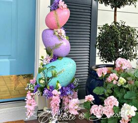 las formas ms lindas de decorar el porche para la pascua, Topiario de huevos de Pascua