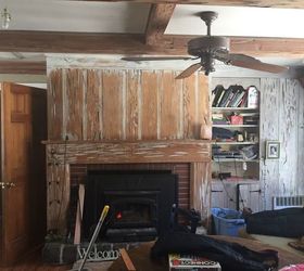 how can i update my 60s pecky cypress fireplace and beams