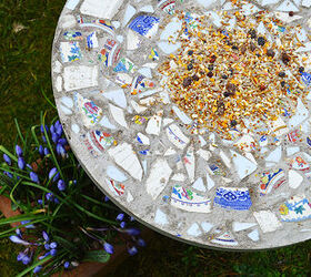 s 18 adorable bird feeders you ll want to make right now, Make a mosaic bird feeding table