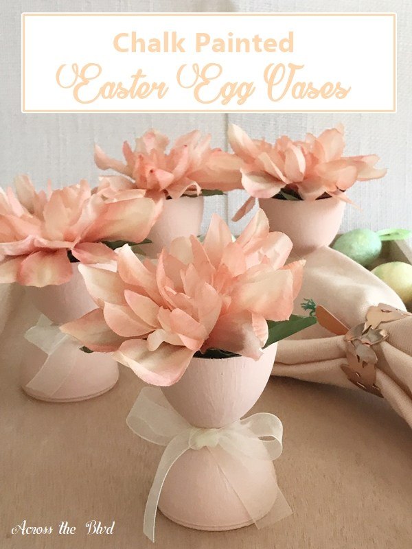 chalk painted easter egg flower vases