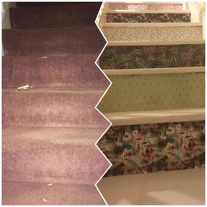 budget staircase renovation using giftwrap