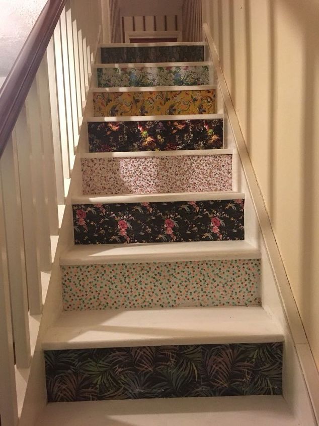 budget staircase renovation using giftwrap