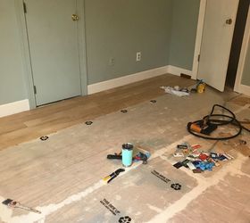 floors from plywood to hardwood look, Laying out a few of the placks