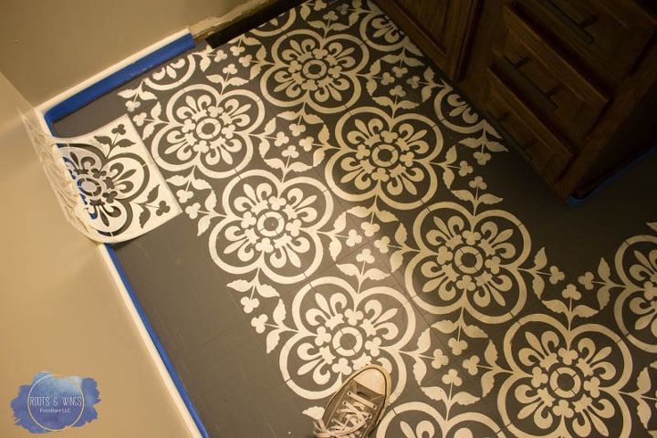 painting hardwood floors to look like moroccan tile, See below where I found custom stencils