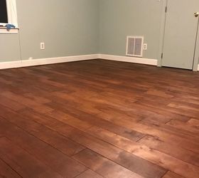 floors from plywood to hardwood look, Staining complete