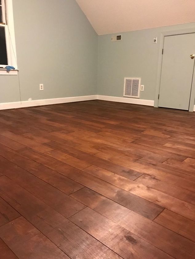 floors from plywood to hardwood look, Staining complete